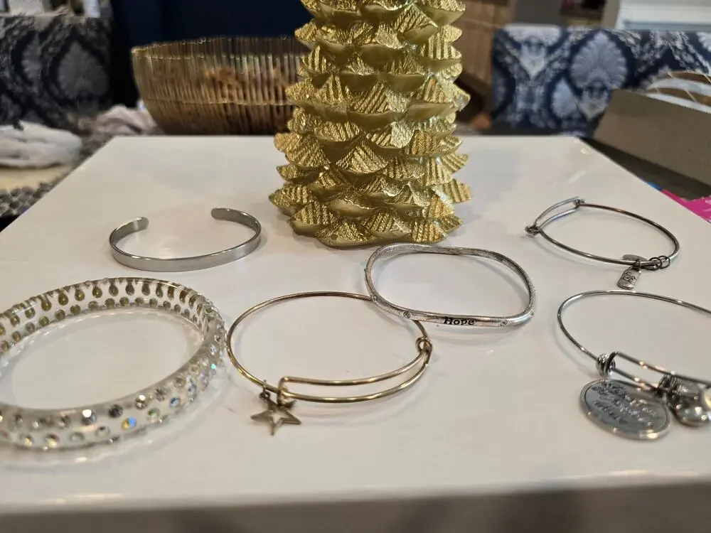 Bulk silver tone charm bracelets